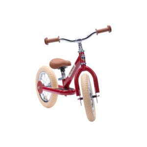 TRYBIKE - draisienne rouge - acier - vintage - roues blanches - cuir - évolutive