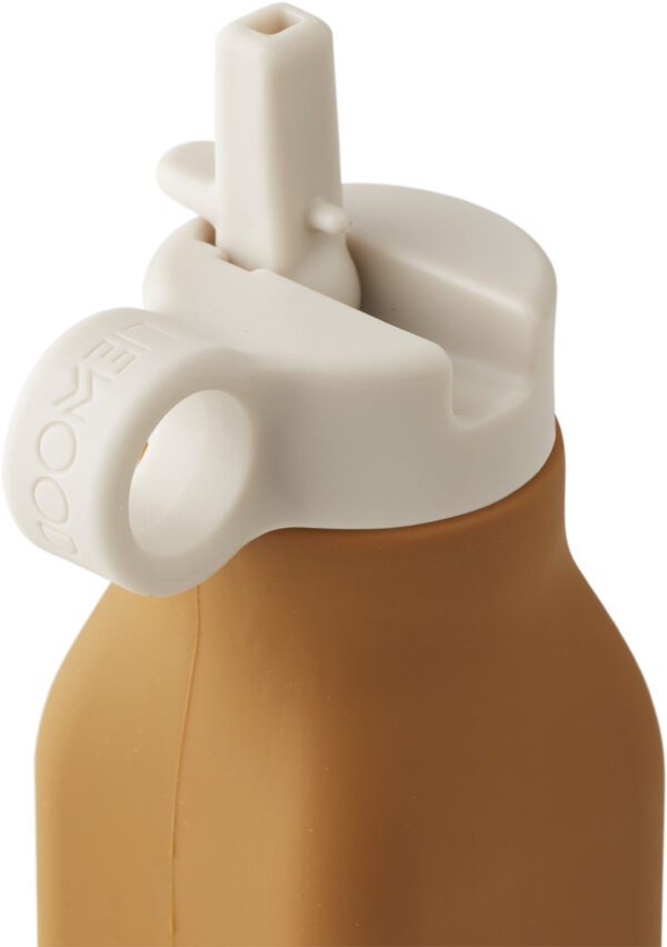 Liewood - Gourde bouteille enfant en silicone- dinosaure camel caramel