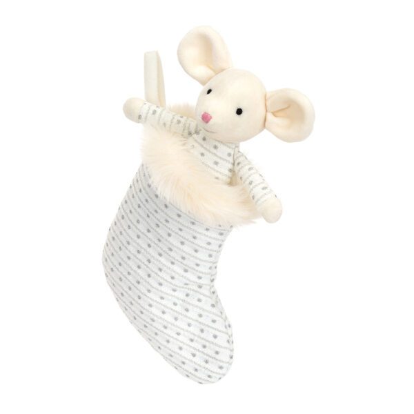 Peluche chaussette de noël avec souris gris Jellycat