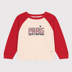 Sweatshirt enfant crème et rouge inscription PARIS
