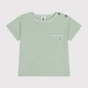 T-shirt bébé vert anis avec une petite poche
