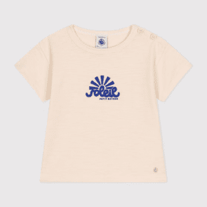 T-shirt bébé crème manches courtes avec un petit soleil
