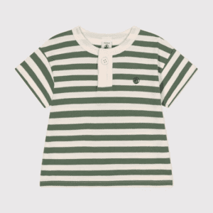 T-shirt bébé garçon rayé vert et blanc