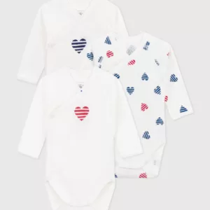 Lot de 3 bodies croisés- Coeurs rayé