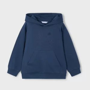 Sweat brodé à capuche bleu marine