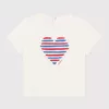 Tee-shirt blanc coeur strié