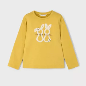 T-shirt brodé m/l lapins - Moutarde