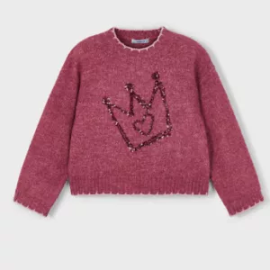 Pull brodé à paillettes - Cerise