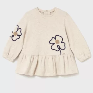 Robe brodée fleurs - Beige
