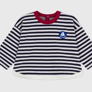 Tee-shirt bébé en coton à manches longues rayé - Marinière