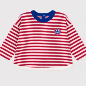 Tee-shirt bébé en coton à manches longues - Rayé rouge