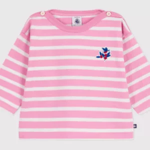 Marinière bébé en coton - Rose