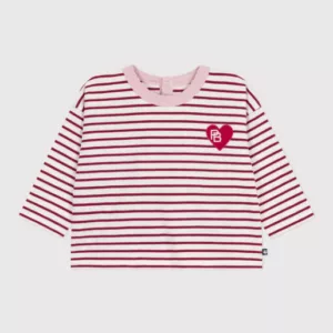 T-shirt bébé rayé bordeaux