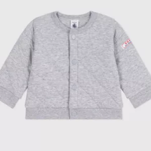 Cardigan bébé en coton épais uni - Gris