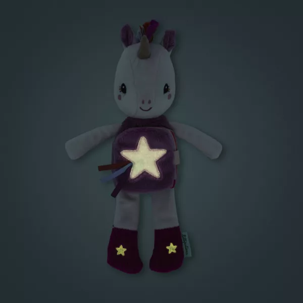 Peluche phosphorescente et livre en tissu - Lena la licorne – Image 3