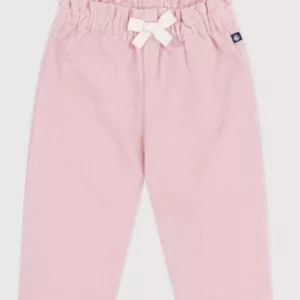 Pantalon bébé en velours uni et poche arrière brodée