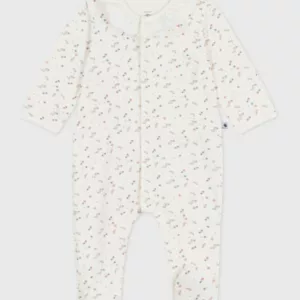 Pyjama bébé en velours à col fleuri