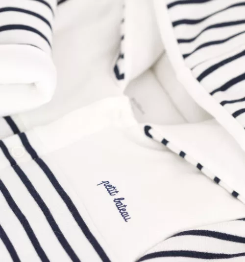 Combinaison bébé ouatinée à capuche et pieds - Marinière – Image 3