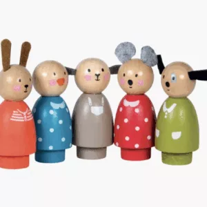 Set de 5 personnages en bois - La grande famille