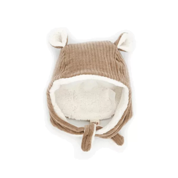 Bonnet bébé - velours taupe