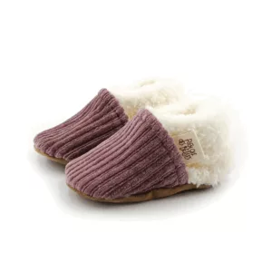 Chaussons velours parme