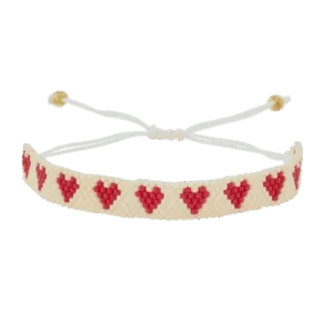 Bracelet perles - Blanc / rouge