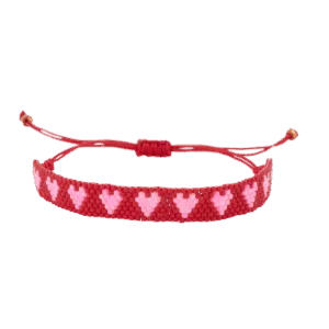 Bracelet perles - Rouge / rose