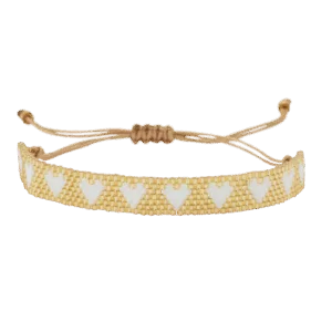Bracelet perles - Doré / blanc