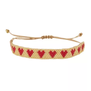 Bracelet perles - Doré / rouge