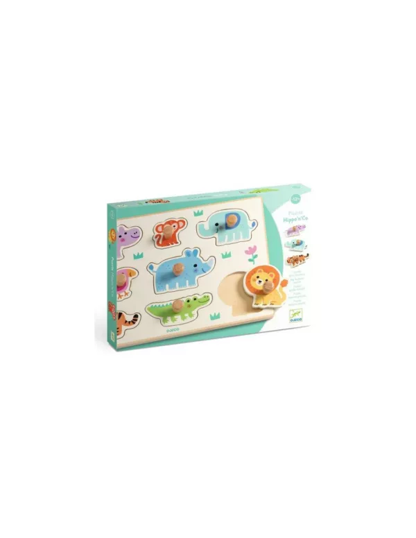 Puzzle gros boutons en bois - Hippo'n'Co