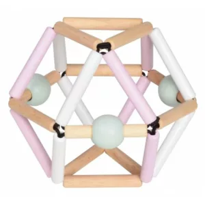 NORDIK PINK GRABBER - Hochet, Anneau de dentition & Apprentissage Musculaire - Jouet en Bois Bébé