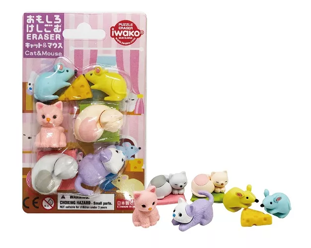 Set de gommes - Chat et souris