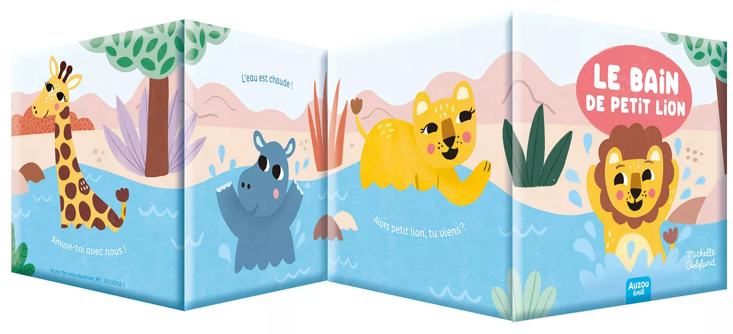 Mon premier livre de bain dans la savane - Un coffret avec 2 jouets déclipsables !