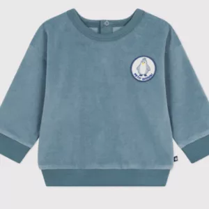 Sweatshirt bébé en bouclette velours uni