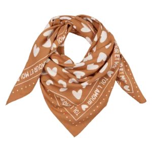 Foulard Marron - Cœurs Blancs
