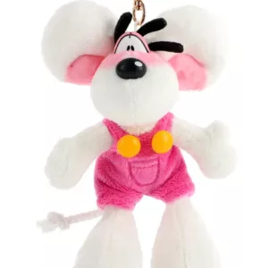Porte clés peluche Diddl 15cm - Salopette rose