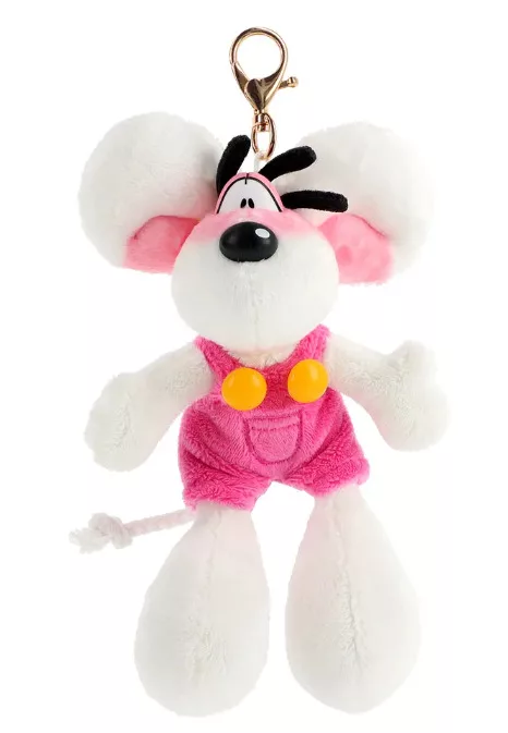 Porte clés peluche Diddl 15cm - Salopette rose