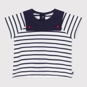 Blouse bébé marinière à col brodé