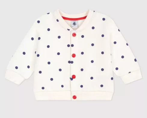 Veste teddy bébé en coton - Imprimée à pois