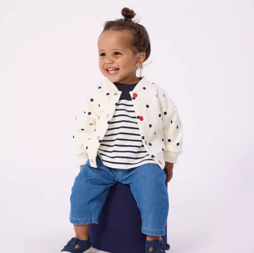 Veste teddy bébé en coton - Imprimée à pois – Image 2