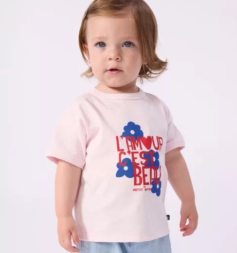 Tee-shirt bébé en coton à manches courtes - L'Amour c'est beau – Image 3