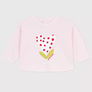 Sweatshirt à capuche bébé en coton à motifs coeur et pois