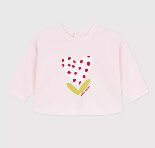 Sweatshirt à capuche bébé en coton à motifs coeur et pois