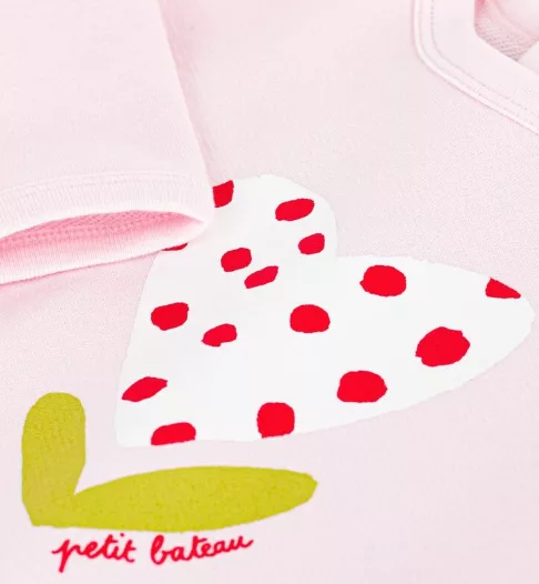 Sweatshirt à capuche bébé en coton à motifs coeur et pois – Image 2