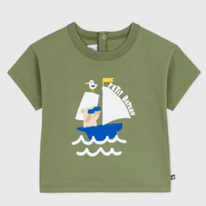 Tee-shirt bébé en coton à manches courtes, motif mouette