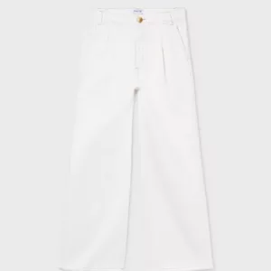 Pantalon fille denim flare - blanc