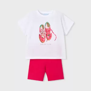 Ensemble top et cycliste rouge