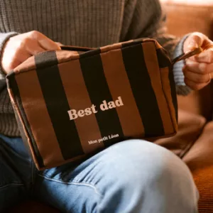 Trousse de toilette coton - Rayures marrons et noirs, Best dad
