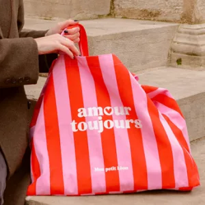 Cabas XXL Rayures rose et rouge Amour toujours