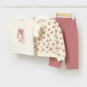 Ensemble 3 pièces avec sweat imprimé bébé - Cerises